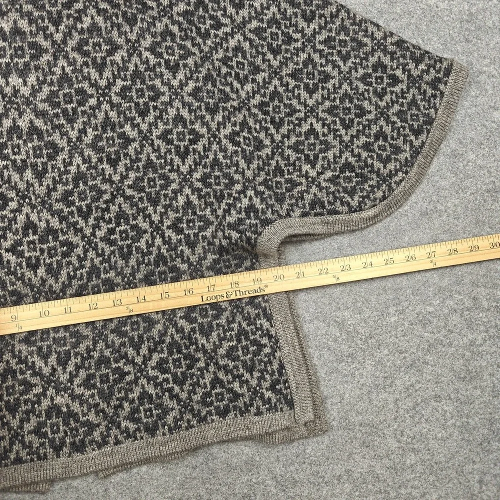 Alpaca Warehouse Poncho Womens Medium Gray Alpaca Knit Button Collared Geometric - Picture 12 of 15